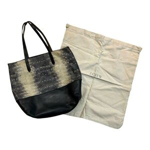 J. Crew Downing Tote Bag Embossed Leather Snakeskin Shopper Handbag Anim…